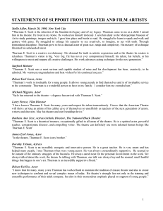 Statements From Theatre and Film Artists